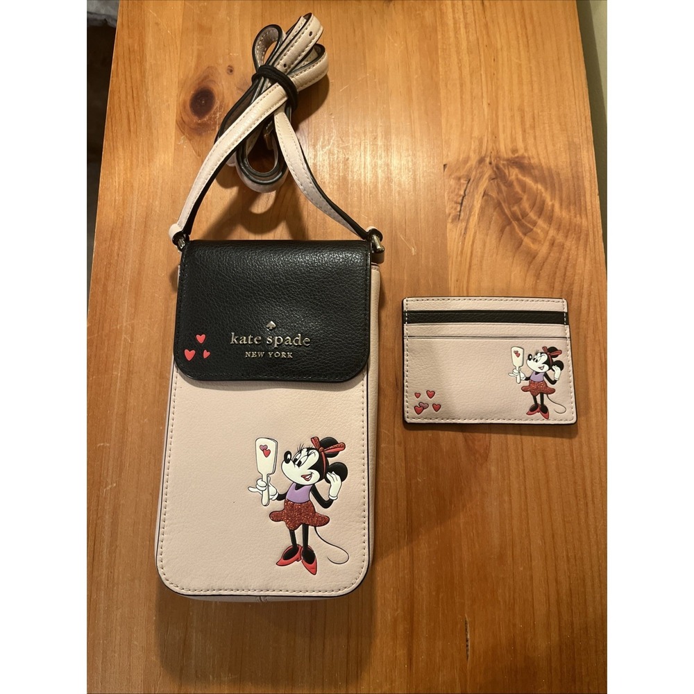 Kate Spade X Disney Minnie Crossbody Phone Leather Shoulder Bag & Card Holder